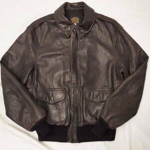 Vintage Avirex Type A-2 USAAF US Army Air Force Brown Leather Flight Jacket 40